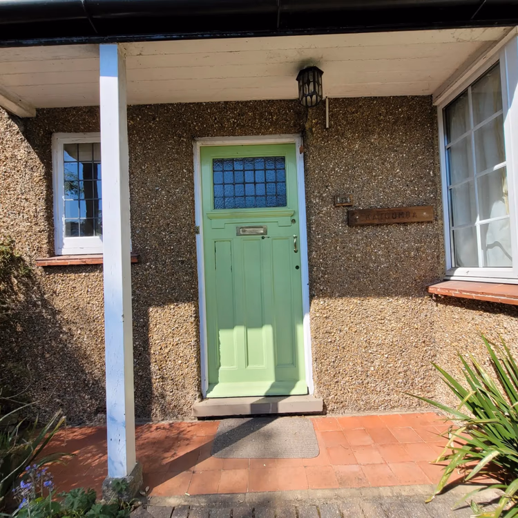Front Door and Porch Restoration in Teal Facade, photo 6 of 24