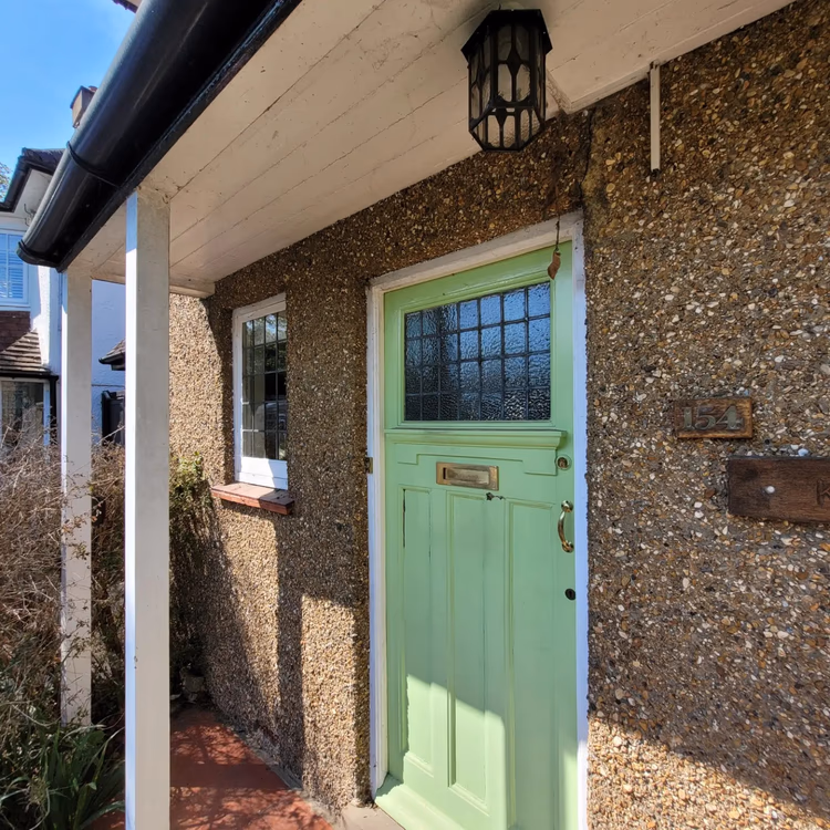 Front Door and Porch Restoration in Teal Facade, photo 7 of 24
