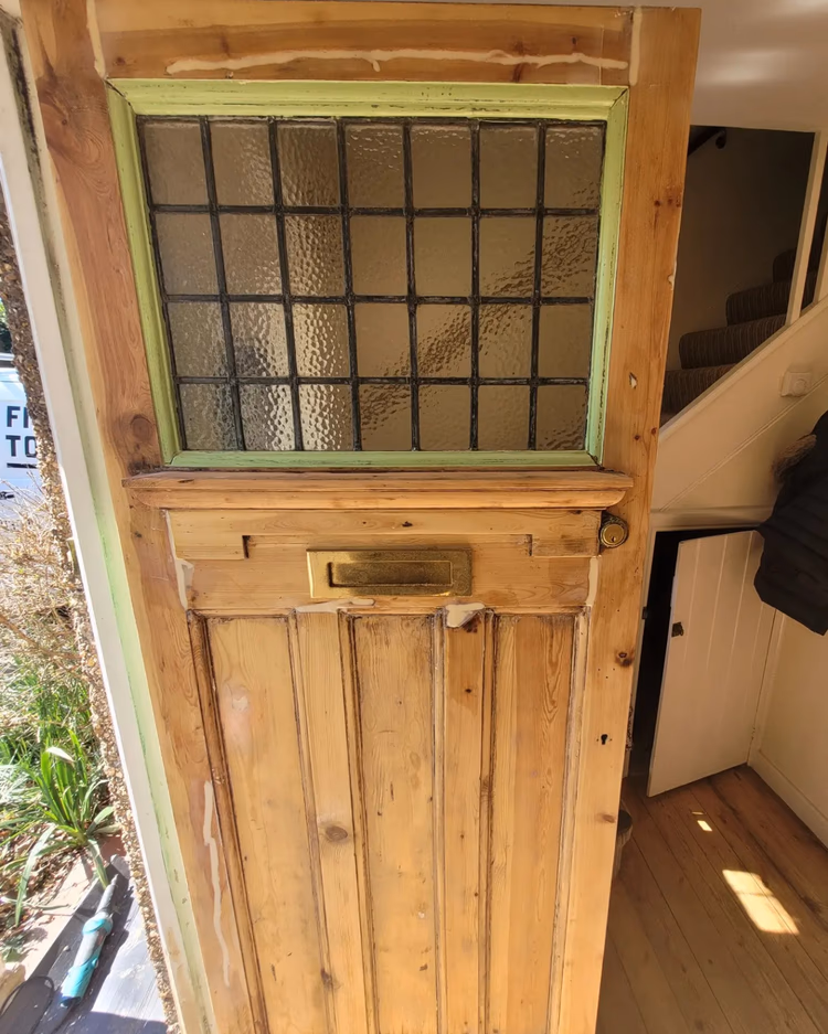 Front Door and Porch Restoration in Teal Facade, photo 10 of 24