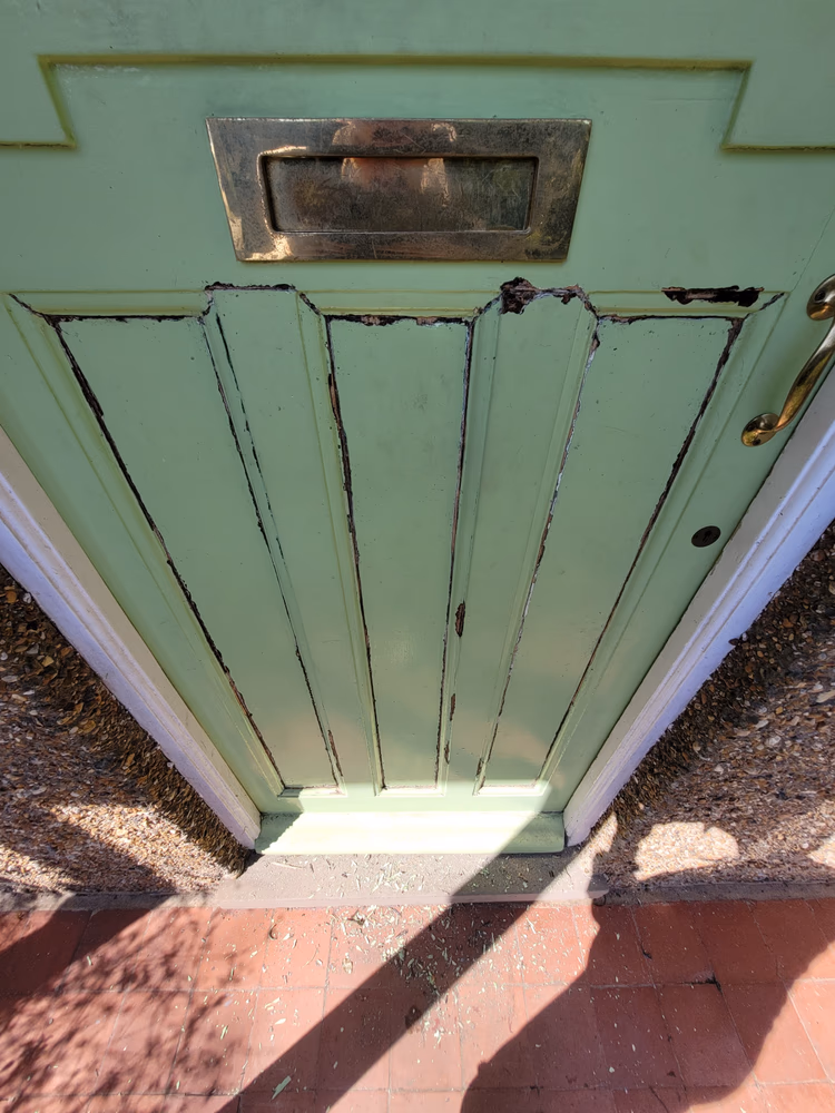 Front Door and Porch Restoration in Teal Facade, photo 20 of 24