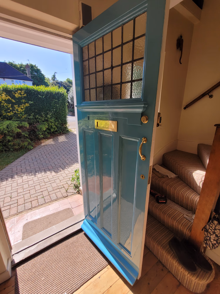 Front Door and Porch Restoration in Teal Facade, photo 23 of 24