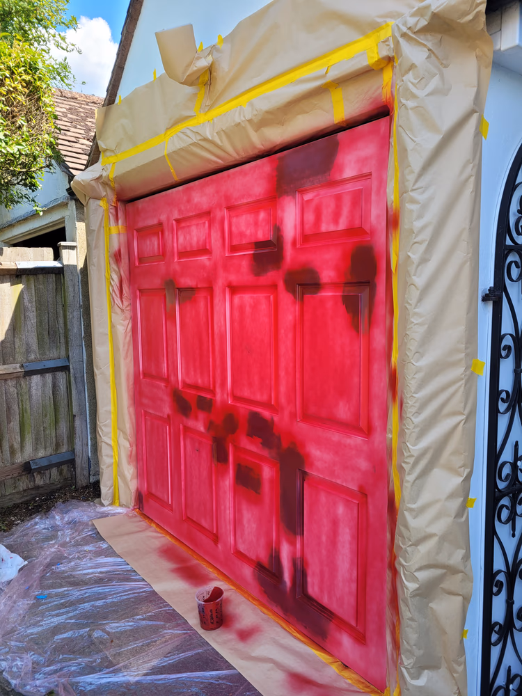 Fibreglass Garage Sprayed to Match Front Door, before